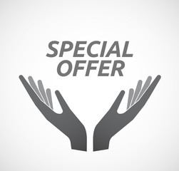 Isolated hands offering icon with    the text SPECIAL OFFER