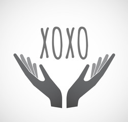 Isolated hands offering icon with    the text XOXO