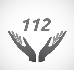Isolated hands offering icon with    the text 112
