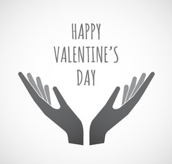 Isolated hands offering icon with    the text HAPPY VALENTINES D