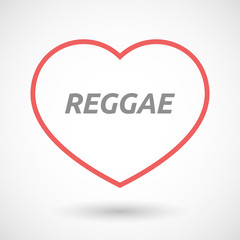 Isolated  line art heart icon with    the text REGGAE