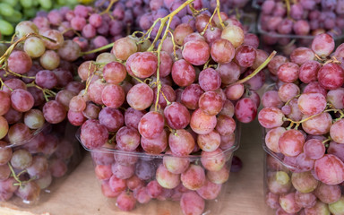 Red grapes for sale at city farmers market