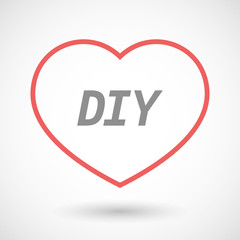 Isolated  line art heart icon with    the text DIY