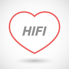 Isolated  line art heart icon with    the text HIFI