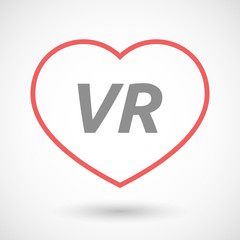 Isolated  line art heart icon with    the virtual reality acrony