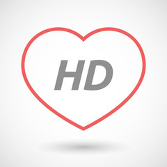 Isolated  line art heart icon with    the text HD