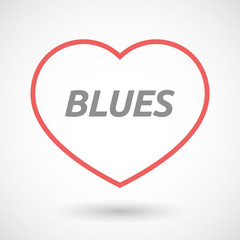 Isolated  line art heart icon with    the text BLUES