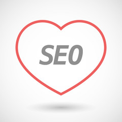 Isolated  line art heart icon with    the text SEO