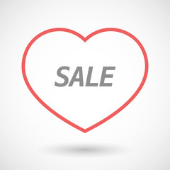 Isolated  line art heart icon with    the text SALE