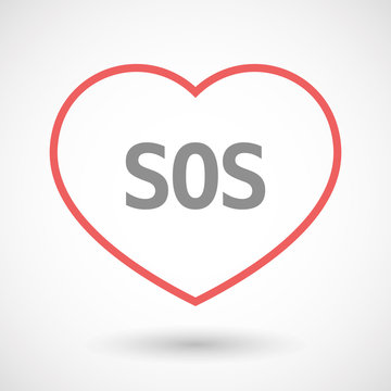 Isolated  line art heart icon with    the text SOS