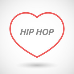 Isolated  line art heart icon with    the text HIP HOP