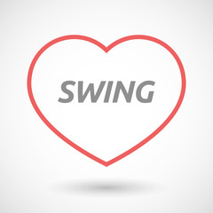 Isolated  line art heart icon with    the text SWING