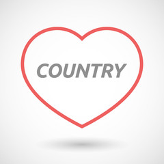 Isolated  line art heart icon with    the text COUNTRY