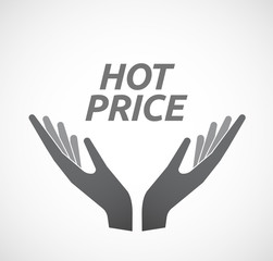 Isolated hands offering icon with       the text HOT PRICE