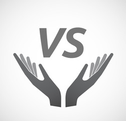 Isolated hands offering icon with    the text VS