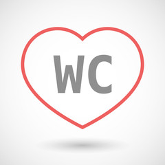 Isolated  line art heart icon with    the text WC