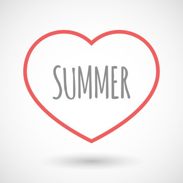 Isolated  line art heart icon with    the text SUMMER