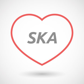 Isolated  line art heart icon with    the text SKA