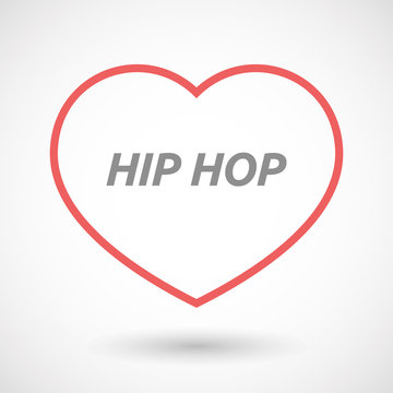 Isolated  line art heart icon with    the text HIP HOP