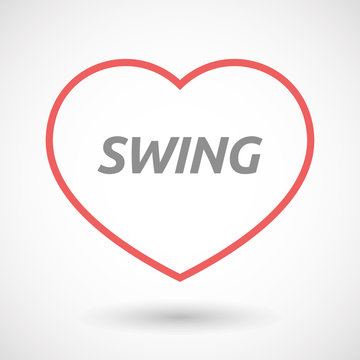 Isolated  line art heart icon with    the text SWING