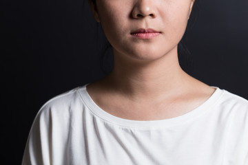 Emotion of Woman CU Mouth: Serious