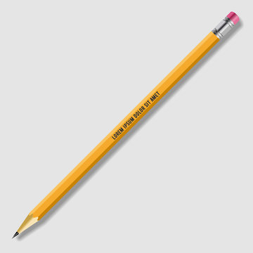 Vector illustration of sharpened detailed pencil isolated on grey background