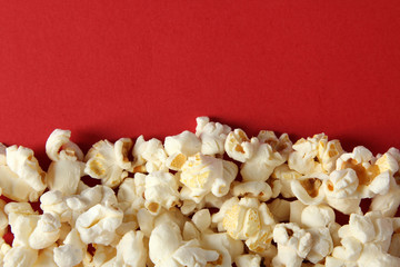 Popcorn  on a red background