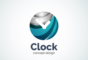 Clock logo template, time management business concept