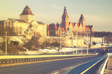 Fototapeta na wymiar panorama of the old city of Szczecin, Poland
