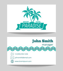 Tropical hotel business card template