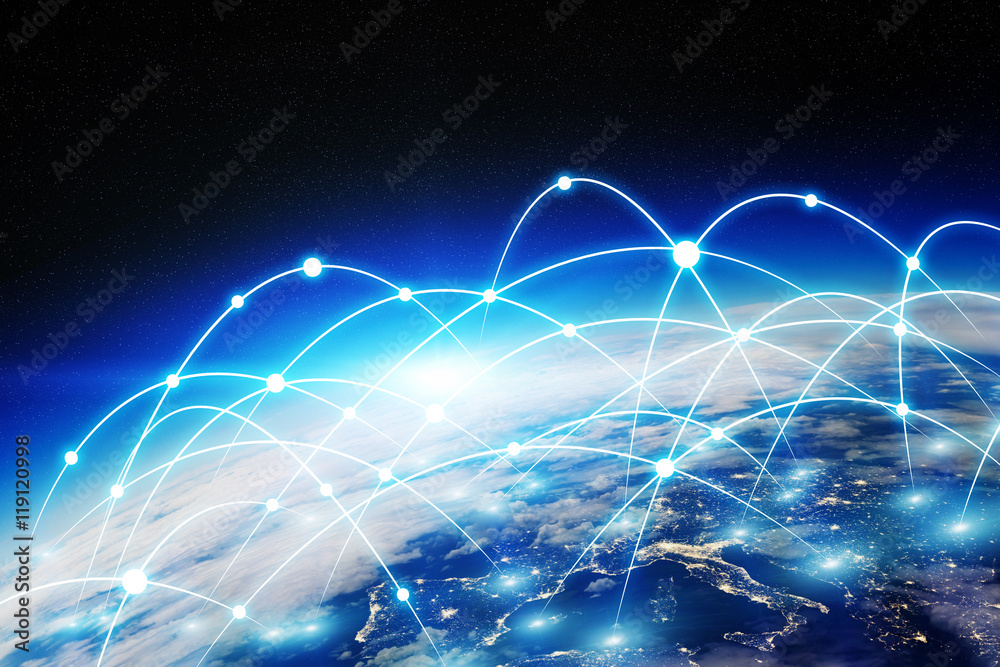 Sticker global network and data exchange over the world