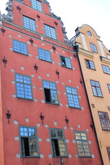 Obraz premium Bunte Hausfassaden in der Altstadt von Stockholm (Schweden)