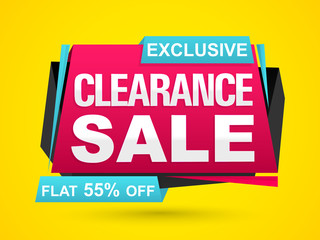 Exclusive Clearance Sale Paper Tag or Banner.
