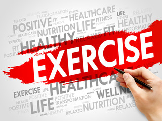 EXERCISE word cloud, fitness, sport, health concept background