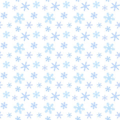 雪の結晶　ランダム柄シームレス（繰り返し）パターン　白系　ベクター素材