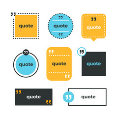 Quotes set. Quote copyspace template. Quote bubble. Business card template. Color quotes. Memo from. Blank memo element. Minimal print design. Quote form. Color vector set