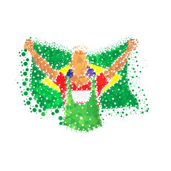 Player holding Brazil Flag for Sports concept.