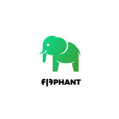 Obraz premium Flat elephant logo. Vector elephant logo. Elephant icon. Flat elephant icon. Flat vector elephant illustration. Green elephant logo. Ecology and nature logo. Green logo. Nature logo. Green icon
