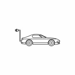 Electric car icon in outline style isolated on white background