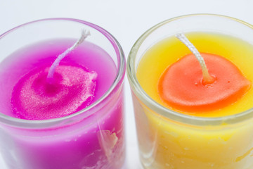 aromatherapy colorful candle in glass