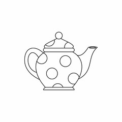 Kettle icon in outline style isolated on white background. Dishes symbol