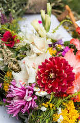 Fototapeta premium handmade beautiful bouquets from flowers and herbs