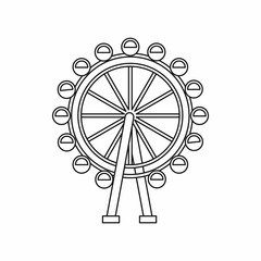 Ferris wheel icon in outline style isolated on white background. Entertainment symbol