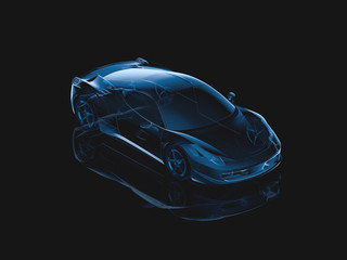 Obraz na płótnie Canvas 3d rendering of an Italian car. X-ray concept futuristic luxury