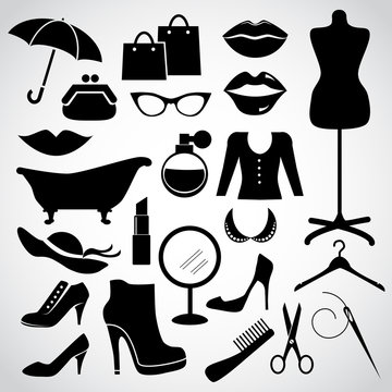 Lady vector icon set.