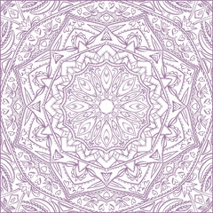 Vector mandala for coloring with floral decorative elements. Pat