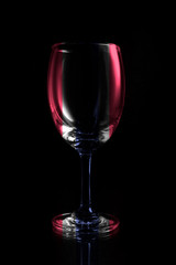 Wine glass on black background