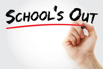 Hand writing School's Out with marker, concept background