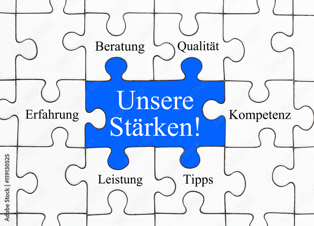 Wall mural unsere stärken puzzle konzept