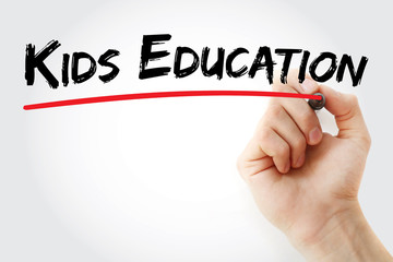 Hand writing Kids Education with marker, concept background